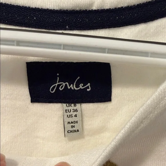 Joules White and Navy Dress with Embroidery Bees - Picture 2 of 9